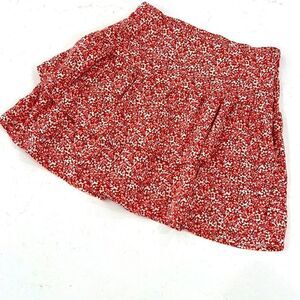 Vintage Abercrombie & Fitch Red Floral Ruffle Lined Mini Skirt Sz S